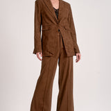 Elan Suede High Waist Pants in Chocolate