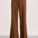 Elan Suede High Waist Pants in Chocolate