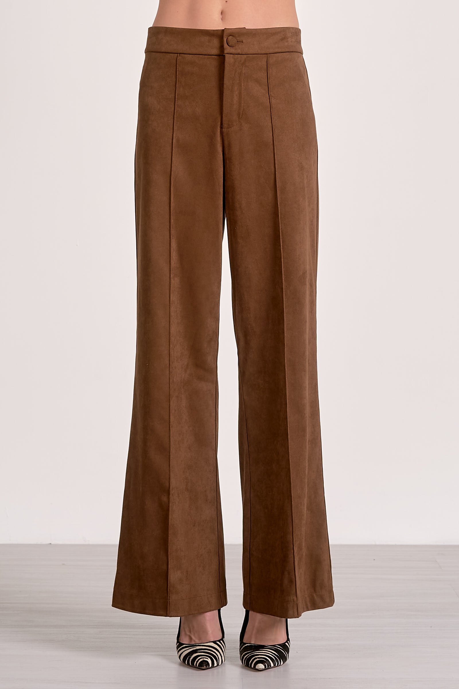 Elan Suede High Waist Pants in Chocolate