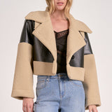Elan Faux Leather Sherpa Jacket