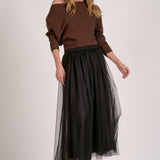 Elan Off-the Shoulder Sweater in Dark Chocolate