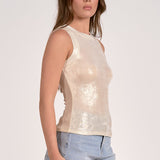 Elan Glitter Tank Top in White