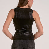 Elan Glitter Tank Top in Black