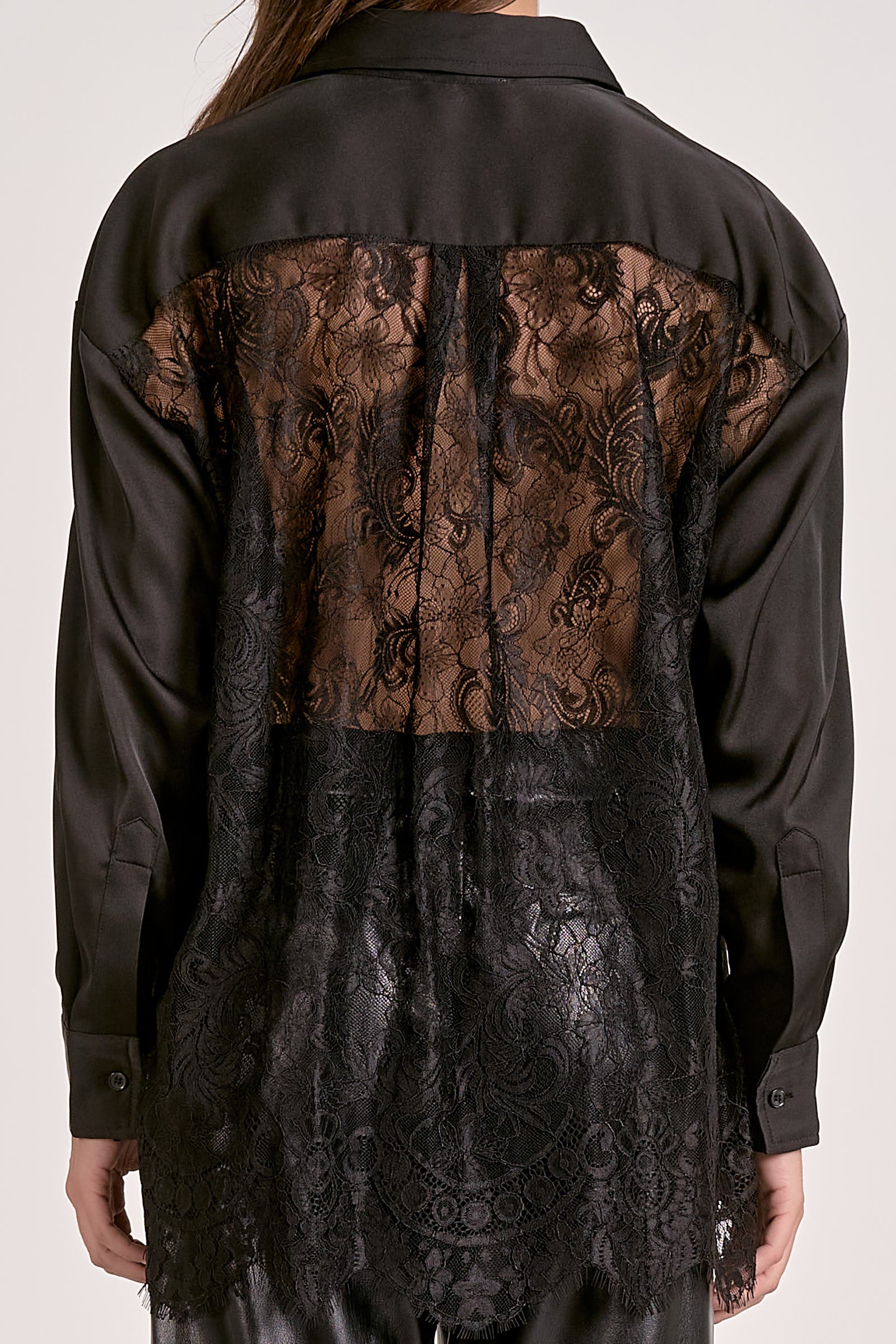 Elan Button-Down Lace Back Top