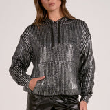 Elan Metallic Threaded Hoodie in Silver