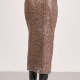 Elan Maxi Sequin Skirt in Cheetah