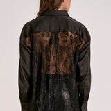 Elan Button-Down Lace Back Top