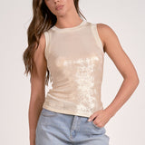 Elan Glitter Tank Top in White