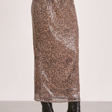 Elan Maxi Sequin Skirt in Cheetah