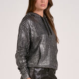 Elan Metallic Threaded Hoodie in Silver