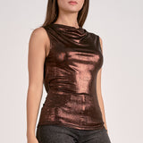 Elan Glitter Tank Top in Chocolate