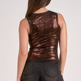 Elan Glitter Tank Top in Chocolate