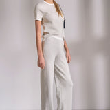 Elan Ribbed Knit Lounge Pants in Grey White
