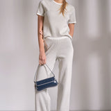 Elan Ribbed Knit Lounge Pants in Grey White