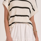 Elan Opal Sweater Dress in Black White Stripe