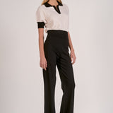 Elan Crochet Contrast Trim Top