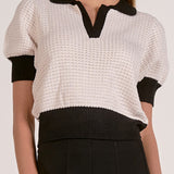 Elan Crochet Contrast Trim Top