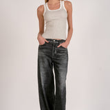 Elan Contrast Trim Tank Top in Grey White