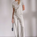 Elan Ribbed Knit Lounge Pants in Grey White