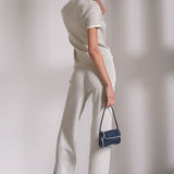Elan Ribbed Knit Lounge Pants in Grey White