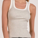 Elan Contrast Trim Tank Top in Grey White