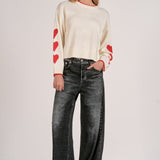 Elan Crewneck Heart Sleeve Sweater