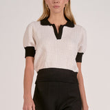 Elan Crochet Contrast Trim Top