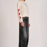 Elan Crewneck Heart Sleeve Sweater