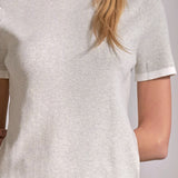 Elan Contrast Trim Short Sleeve Top in Grey White