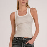 Elan Contrast Trim Tank Top in Grey White