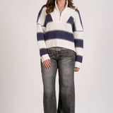 Elan Nielson Stripe Zip Collar Sweater
