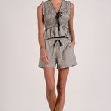 Elan Smocked Tie Tank Top