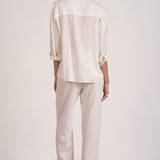 Elan Linen Long Sleeve Button-Up Top