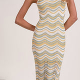 Elan Open Knit Chevron Sleeveless Maxi Dress