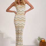 Elan Open Knit Chevron Sleeveless Maxi Dress