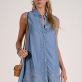Elan Chambray Sleeveless Shirtdress