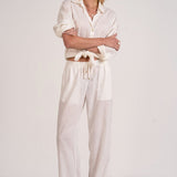 Elan Linen Long Sleeve Button-Up Top
