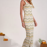 Elan Open Knit Chevron Sleeveless Maxi Dress