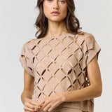 Cut Out Detail Sweater Top in Taupe
