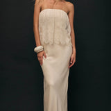 THIRD FORM Visions Lace Strapless Maxi Dress in Buttercream