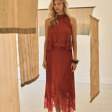 Third Form Visions Lace Hankerchief Skirt in Crimson