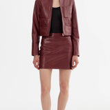 Linette Leather Jacket in Burgundy