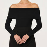 ASTR The Label Lidia Ribbed Off Shoulder Sweater