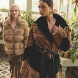 Elliatt Felicia Faux Fur Coat in Black & Brown