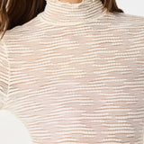ASTR The Label Kyra Long Sleeve Sheer Mock Neck Top