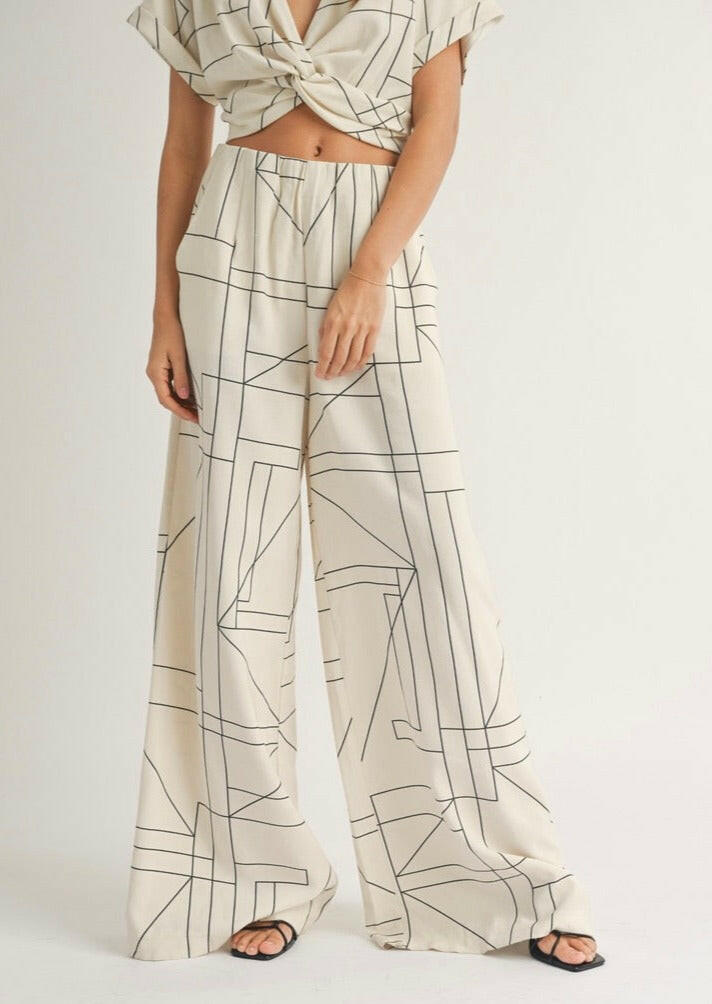 Geometric Wide Leg Pants