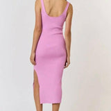 Rosette Ribbed Kit Sweater Midi Dress in Candy Pink