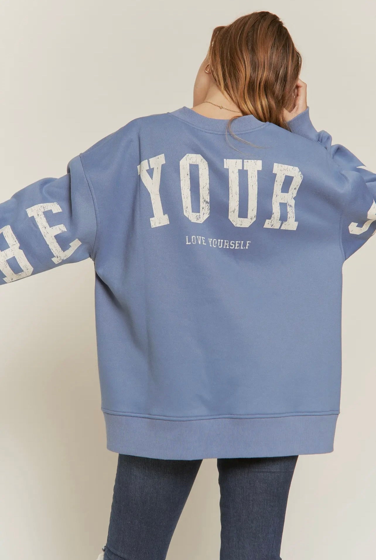 Be Your Self Oversized Sweatshirt - Light Blue