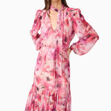 Evalina Long Sleeve Maxi Dress in Pink