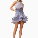 Milena Halter Mini Dress in Purple Floral